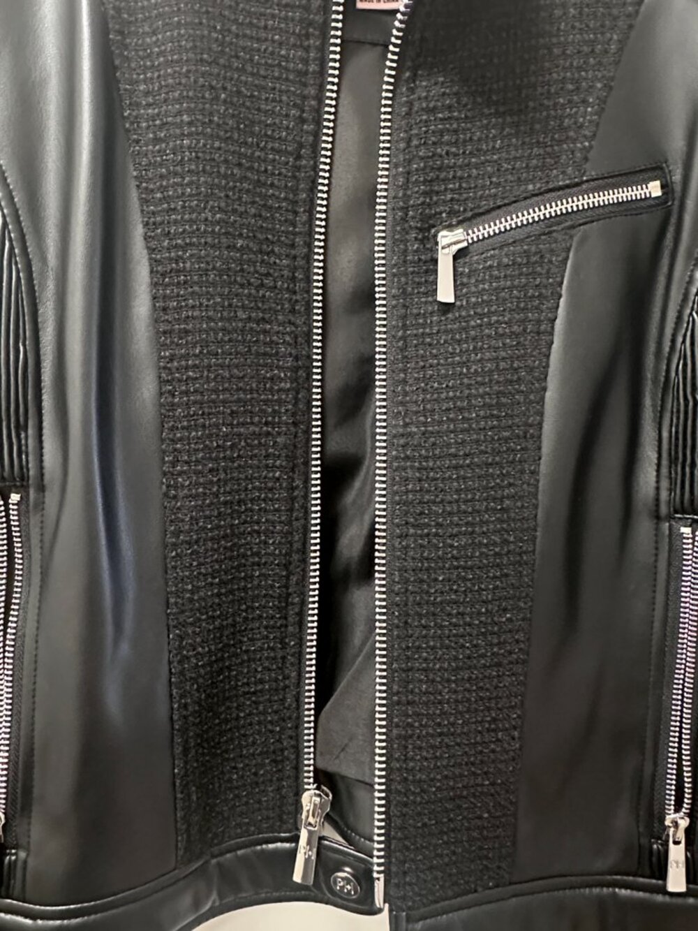 Parish Hilton Vegan Leather Jacket Black/Silver Size S View 2